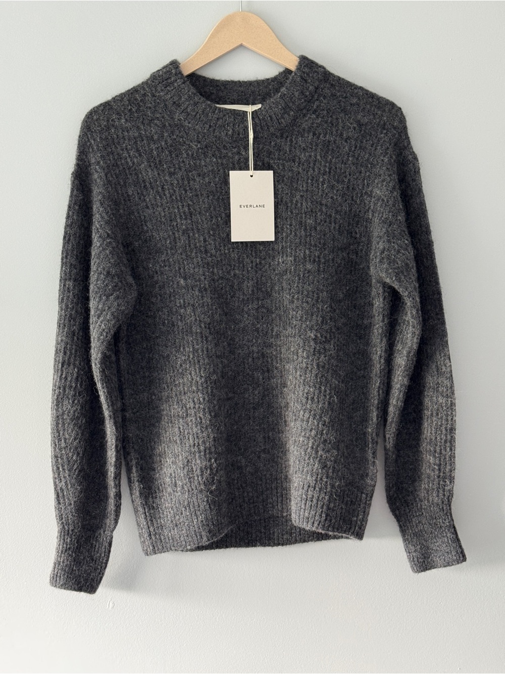 NWT Everlane The Alpaca Cocoon Crew Sweater Dark Charcoal XS
